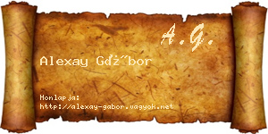 Alexay Gábor névjegykártya